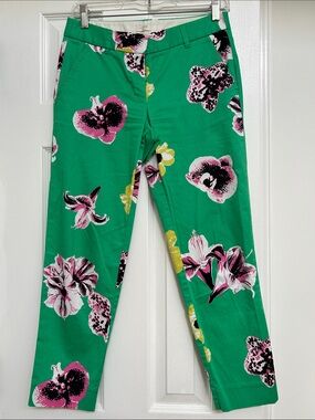J. Crew Green Floral Pants